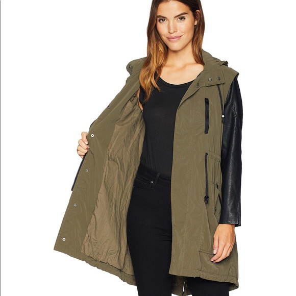 Blank NYC Jackets & Blazers - Blank NYC Hooded Vegan Leather Rain Jacket NWT